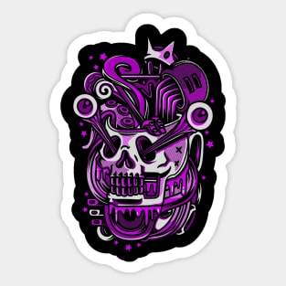 Skull Pop Art White Purple Sticker